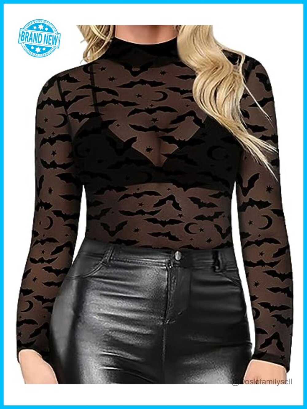 Plus Size Sheer Mesh Top Long Sleeve Mock Neck Party Club